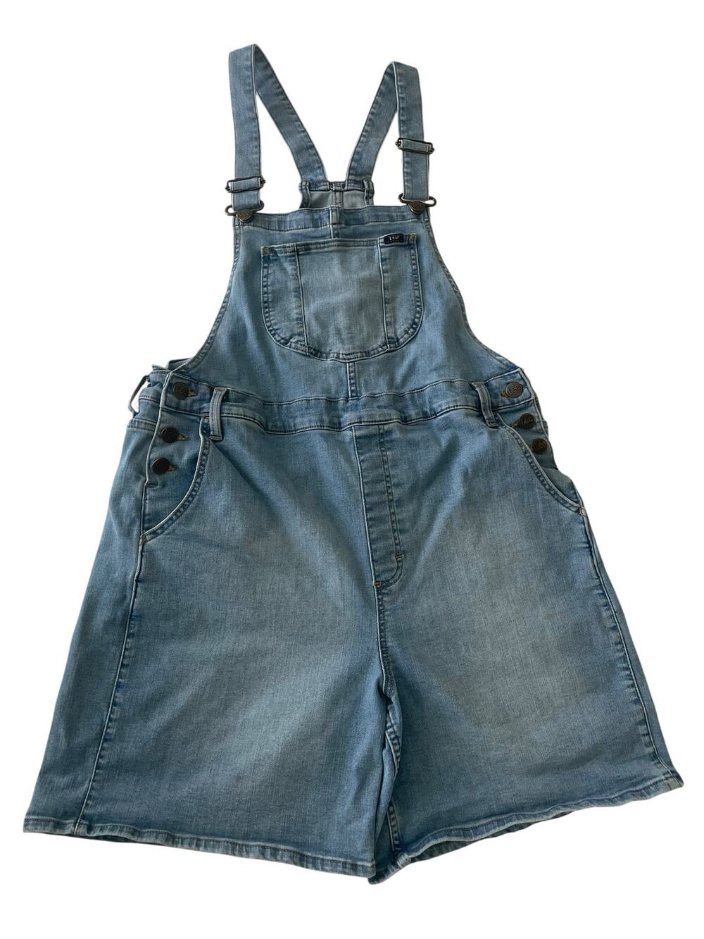 Vintage Lee Denim Shortalls Bib Overalls Light Wash Size XL